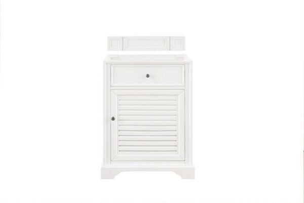 James Martin 238-104-V26-BW-3GEX Savannah 26 Inch Single Vanity Cabinet in Bright White with 3 cm Grey Expo Quartz Top with Sink