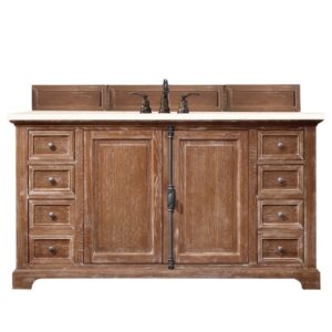 James Martin 238-105-5311-3EMR Providence 60 Inch Single Vanity Cabinet in Driftwood with 3 CM Eternal Marfil Quartz Top