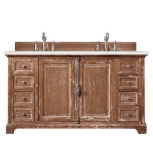 James Martin 238-105-5611-3ESR Providence 60 Inch Double Vanity Cabinet in Driftwood with 3 CM Eternal Serena Quartz Top