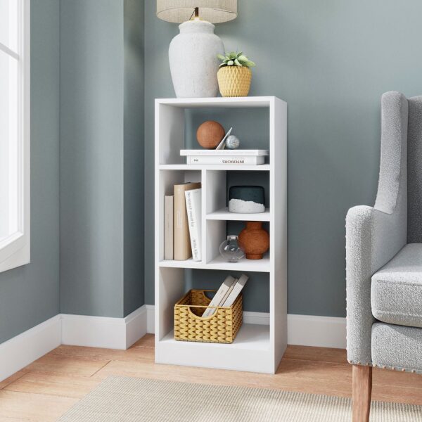 Manhattan Comfort Durable Valenca Bookcase 2.0 with 5-Shelves in White