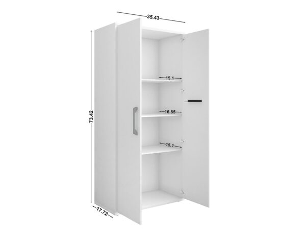 Manhattan Comfort Eiffel 73.43" Garage Cabinet with 4 Adjustable Shelves in White Gloss