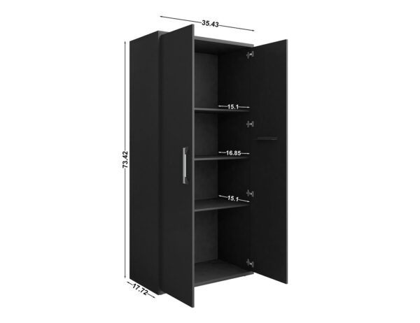Manhattan Comfort Eiffel 73.43" Garage Cabinet with 4 Adjustable Shelves in Black Matte