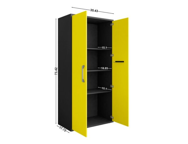 Manhattan Comfort Eiffel 73.43" Garage Cabinet with 4 Adjustable Shelves in Yellow Gloss