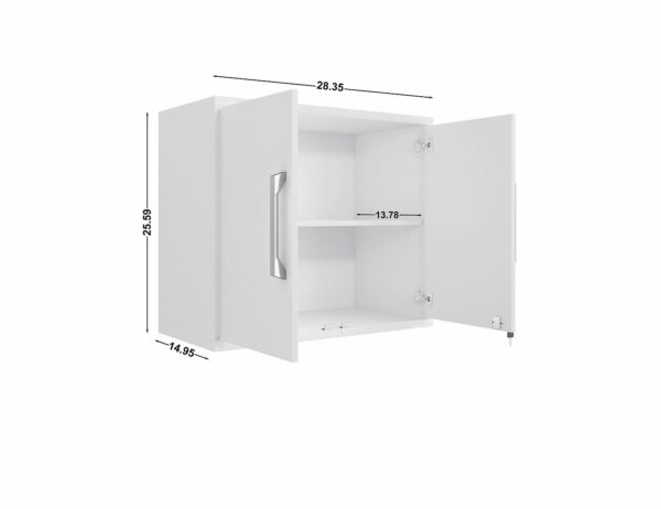 Manhattan Comfort Eiffel Floating Garage Storage Cabinet with Lock and Key in White Gloss