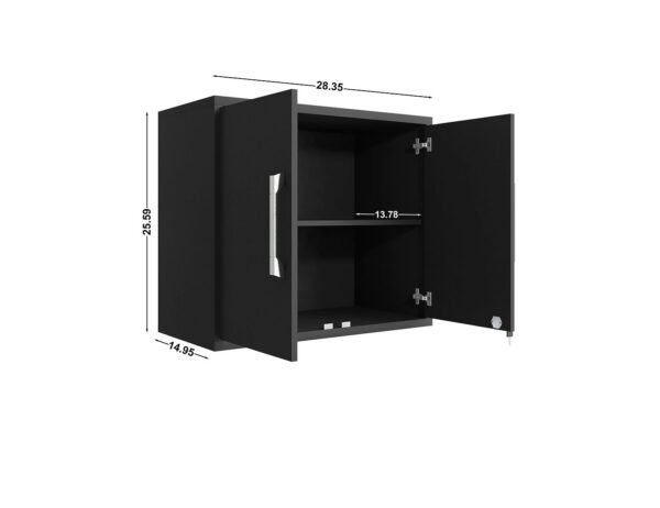 Manhattan Comfort Eiffel Floating Garage Storage Cabinet with Lock and Key in Black Matte