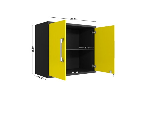 Manhattan Comfort Eiffel Floating Garage Storage Cabinet with Lock and Key in Yellow Gloss