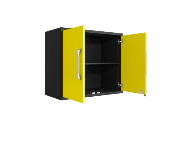 Manhattan Comfort Eiffel Floating Garage Storage Cabinet with Lock and Key in Yellow Gloss