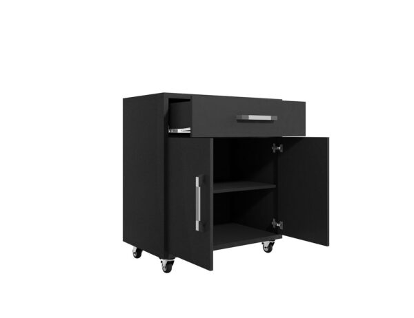 Manhattan Comfort Eiffel 28.35" Mobile Garage Storage Cabinet with 1 Drawer in Black Matte