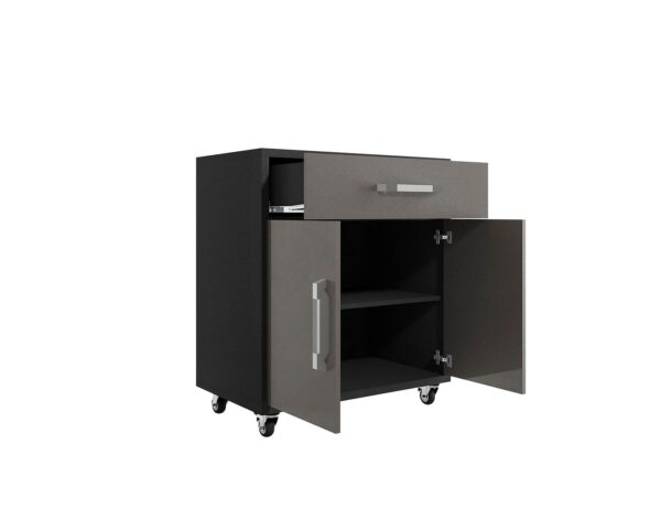 Manhattan Comfort Eiffel 28.35" Mobile Garage Storage Cabinet with 1 Drawer in Grey Gloss