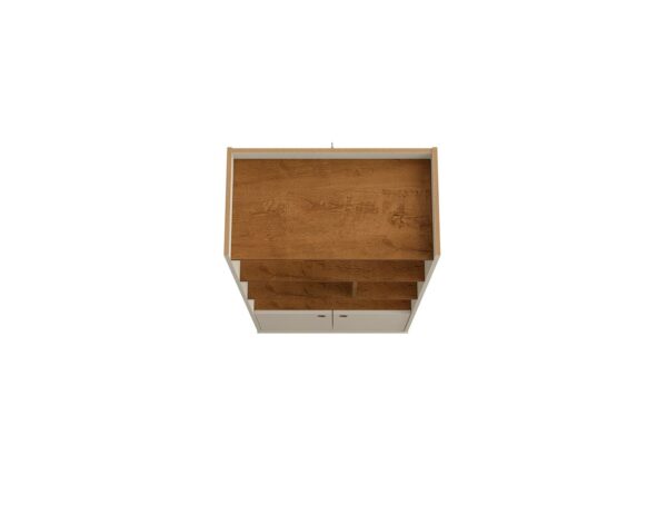 Manhattan Comfort Bogart 62.6" Mid-Century Modern Bookcase in Off-White and Nature