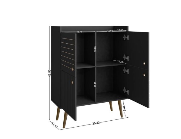 Manhattan Comfort Bogart 45.5" Mid-Century Modern Accent Cabinet in Black and Nature
