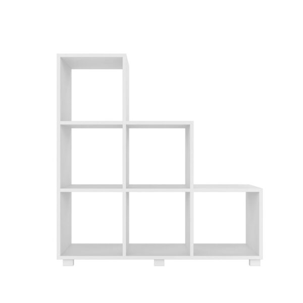 Manhattan Comfort Sophisticated Cascavel Stair Cubby with 6 Cube Shelves in White