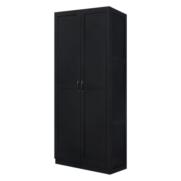 Manhattan Comfort Hopkins Modern Freestanding Storage Closet with 7 Shelves in Black