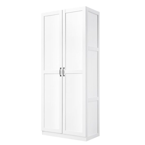 Manhattan Comfort Hopkins Modern Freestanding Storage Closet with 7 Shelves in White