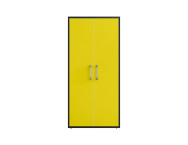 Manhattan Comfort Eiffel 3-Piece Storage Garage Set in Matte Black and Yellow