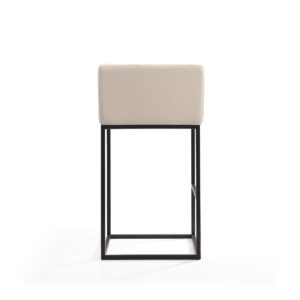 Manhattan Comfort Embassy 38 in. Cream and Black Metal Barstool (Set of 3)