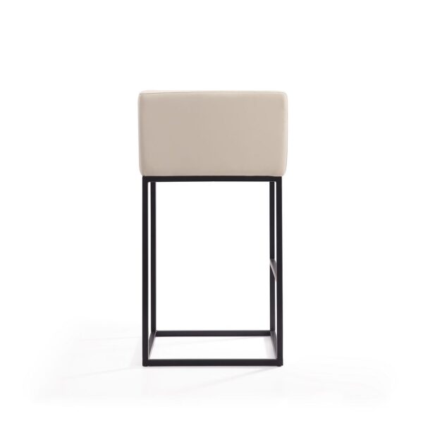 Manhattan Comfort Embassy 38 in. Cream and Black Metal Barstool (Set of 3)
