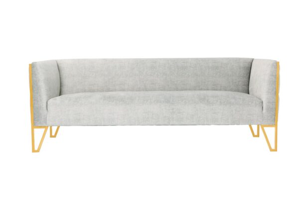 Manhattan Comfort Vector 3-Piece Grey and Gold Sofa and Armchair Set