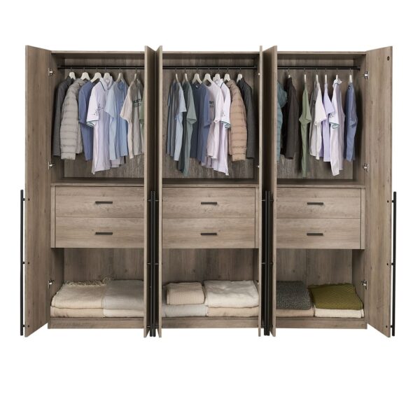 Manhattan Comfort Lee Modern Freestanding Wardrobe Closet 2.0 with 1 Hanging Rod, 1 Shelf, and 2 Drawers in Rustic Grey- Set of 3
