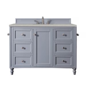 James Martin 301-V48-SL-3ESR Copper Cove Encore 48 Inch Single Vanity in Silver Gray with 3 CM Eternal Serena Quartz Top