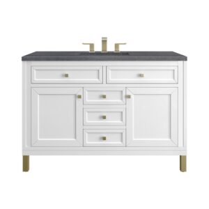 James Martin 305-V48-GW-3CSP Chicago 48 Inch Glossy White Single Sink Vanity with 3 cm Charcoal Soapstone Top