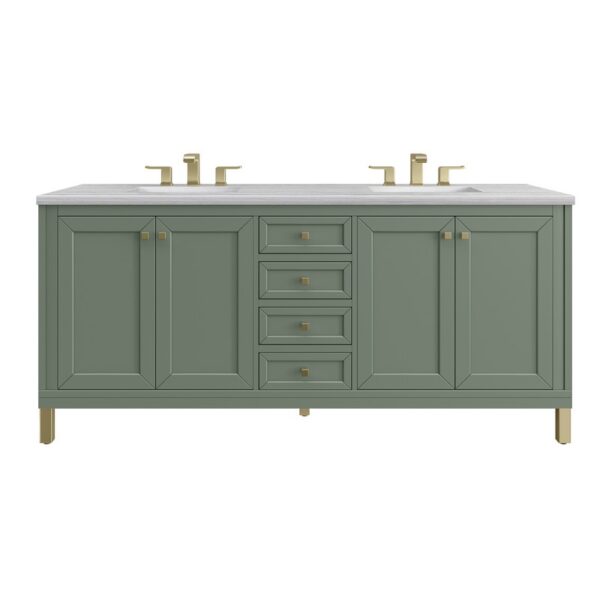 James Martin 305-V72-SC-3AF Chicago 72 Inch Smokey Celadon Double Sink Vanity with 3 cm Arctic Fall Top
