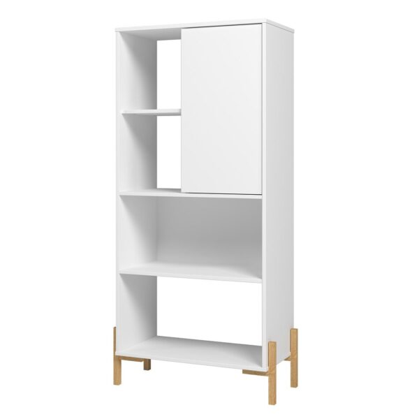 Manhattan Comfort Bowery Bookcase with 5 Shelves in White and Oak