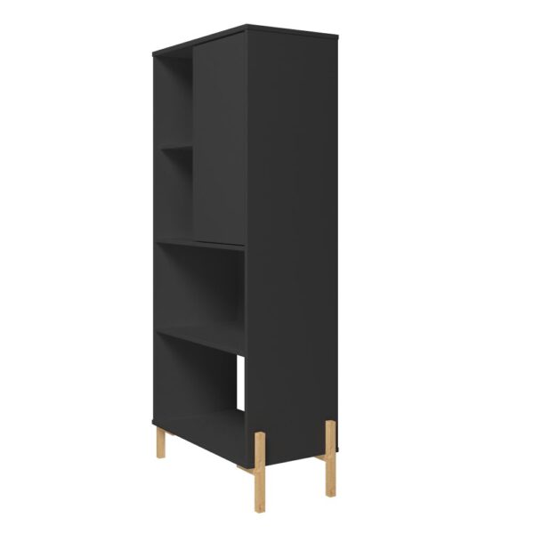 Manhattan Comfort Bowery Bookcase with 5 Shelves in Black and Oak
