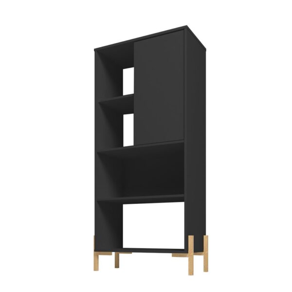 Manhattan Comfort Bowery Bookcase with 5 Shelves in Black and Oak
