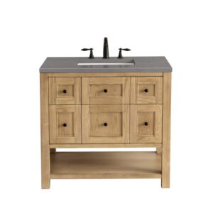 James Martin 330-V36-LNO-3GEX Breckenridge 36 Inch Light Natural Oak Single Sink Vanity with 3 cm Grey Expo Top