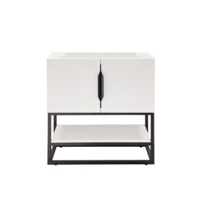 James Martin 388-V31.5-GW-MBK Columbia 31.5 Inch Single Vanity Cabinet in Glossy White and Matte Black