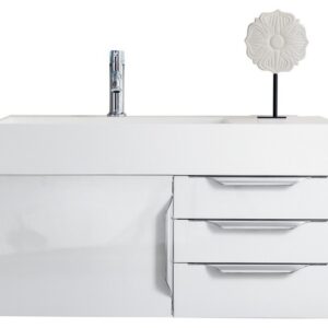 James Martin 389-V36-GW-A-GW Mercer Island 36 Inch Single Vanity in Glossy White with Glossy White Solid Surface Top