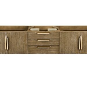 James Martin 389-V72D-LTO-G Mercer Island 72 Inch Double Vanity in Latte Oak, Radiant Gold