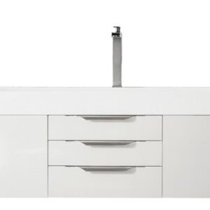 James Martin 389-V72S-GW-A-GW Mercer Island 72 Inch Single Vanity in Glossy White with Glossy White Solid Surface Top