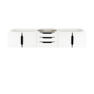 James Martin 389-V72S-GW-MB Mercer Island 72 1/2 Inch Vanity - Glossy White