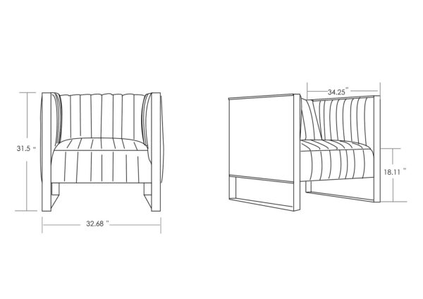 Manhattan Comfort Trillium 3-Piece Black and Gold Sofa and Armchair Set