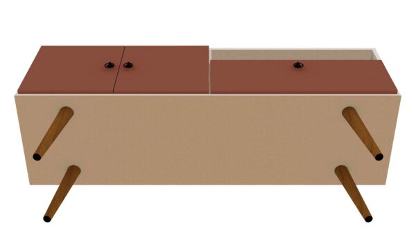 Manhattan Comfort Tribeca 53.94 Mid-Century Modern TV Stand with Solid Wood Legs in Off White and Terra Orange Pink