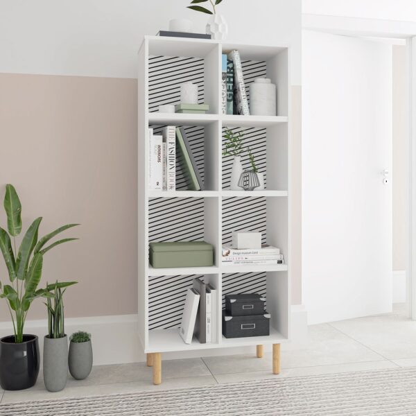 Manhattan Comfort Essex 60.23 Double Bookcase with 8 Shelves in White and Zebra