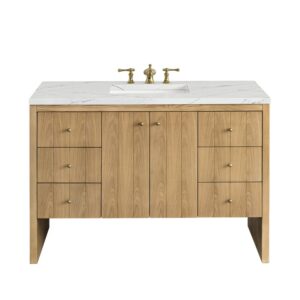 James Martin 435-V48-LNO-3ENC Hudson 48 Inch Light Natural Oak Single Sink Vanity with 3 cm Ethereal Noctis Top