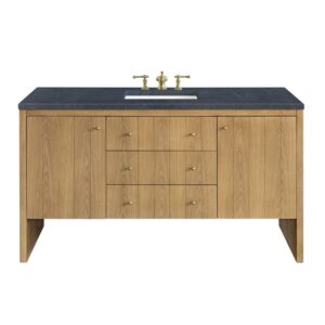 James Martin 435-V60S-LNO-3CSP Hudson 60 Inch Light Natural Oak Single Sink Vanity with 3 cm Charcoal Soapstone Top