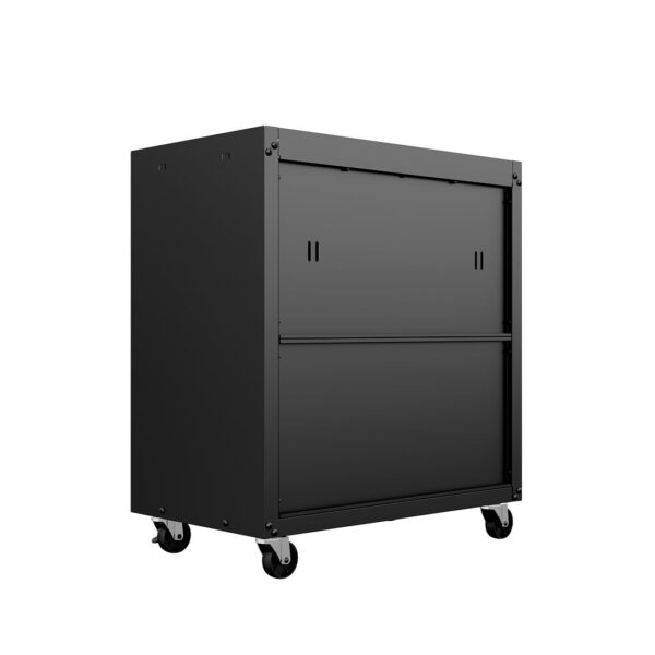 Manhattan Comfort Fortress Textured Metal 31.5" Garage Mobile Chest with 3 Full Extension Drawers in Charcoal Grey