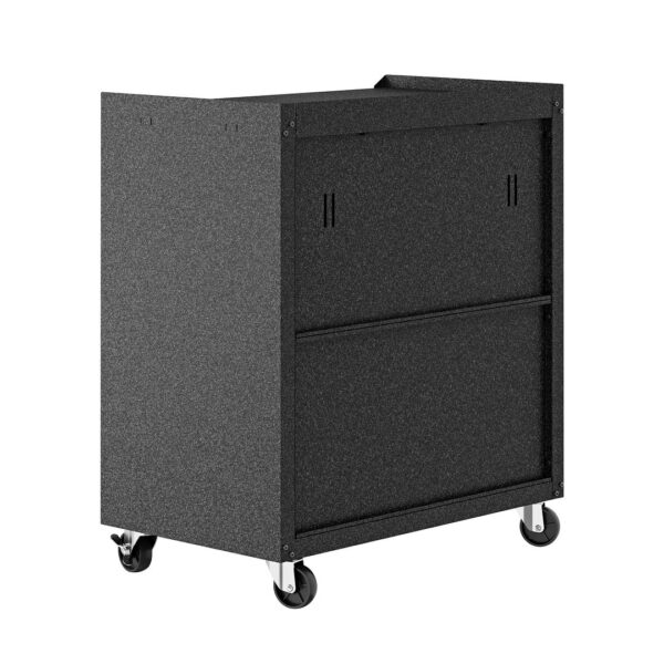 Manhattan Comfort Fortress Textured Metal 31.5" Garage Mobile Chest with 3 Full Extension Drawers in Grey