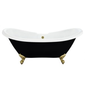 Altair 52269-BAT-BK-BB Porva 68 7/8 x 29 1/8 Inch Acrylic Clawfoot Soaking Bathtub with Drain and Overflow - Glossy Black