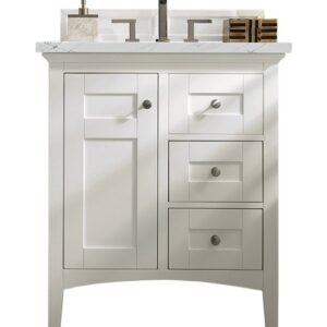 James Martin 527-V30-BW-3ENC Palisades 30 Inch Single Vanity Cabinet with Ethereal Noctis Quartz Top - Bright White