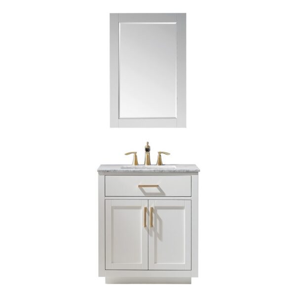 Altair 531030-CA Ivy 30 Inch Single Sink Bathroom Vanity Set with Carrara White Marble Countertop and Mirror