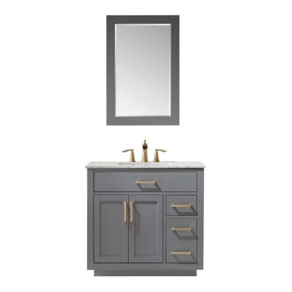 Altair 531036-CA Ivy 36 Inch Single Sink Bathroom Vanity Set with Carrara White Marble Countertop and Mirror