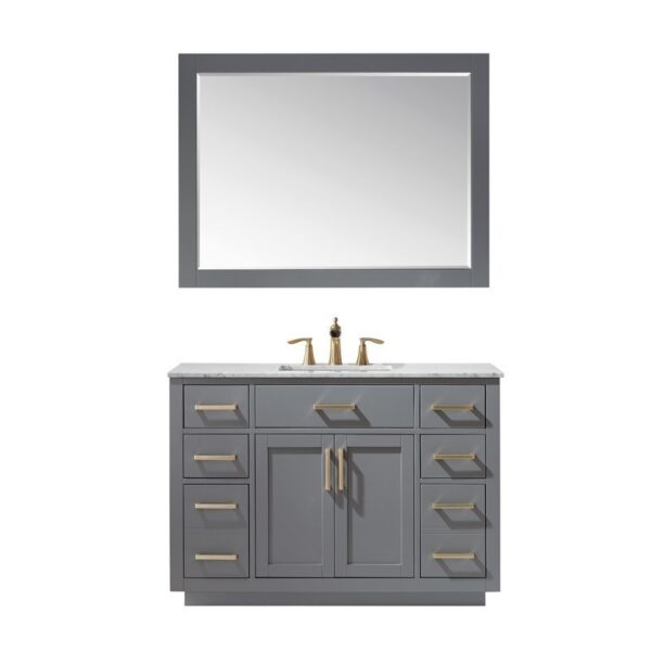 Altair 531048-CA Ivy 48 Inch Single Sink Bathroom Vanity Set with Carrara White Marble Countertop and Mirror