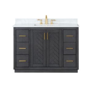 Altair 543048-GW-NM Gazsi 48 Inch Single Sink Bathroom Vanity Set with Grain White Composite Stone Countertop without Mirror