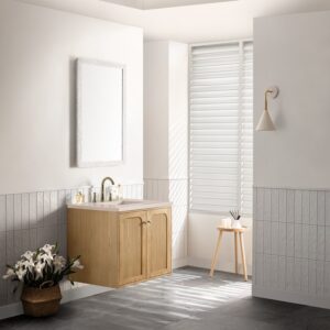James Martin 545-V30-LNO-3EMR Laurent 30 Inch Light Natural Oak Single Sink Vanity with 3 cm Eternal Marfil Top