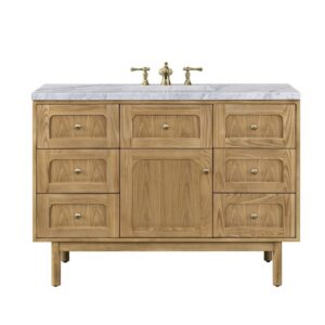 James Martin 545-V48-LNO-3CAR Laurent 48 Inch Light Natural Oak Single Sink Vanity with 3 cm Carrara Marble Top